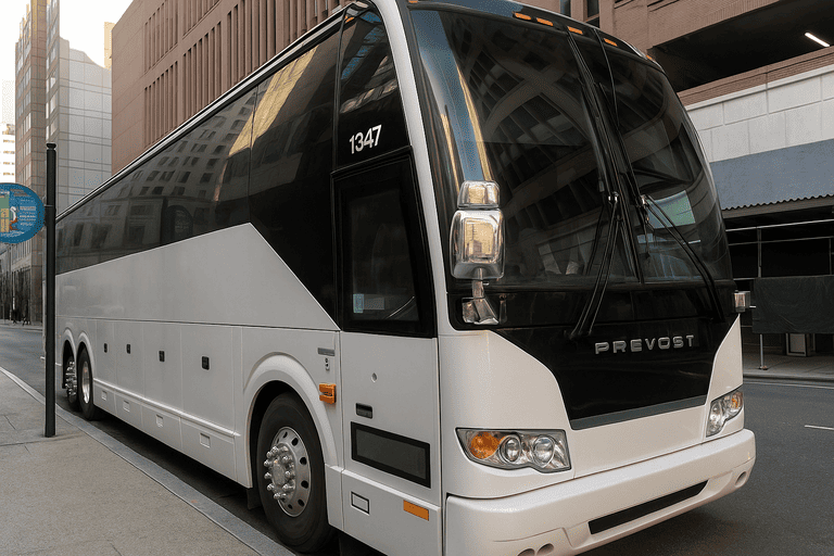 a Charter Bus Rental Plymouth coach bus