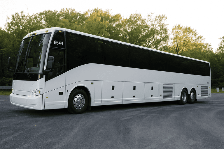 exterior of Charter Bus Rental Plymouth coach bus